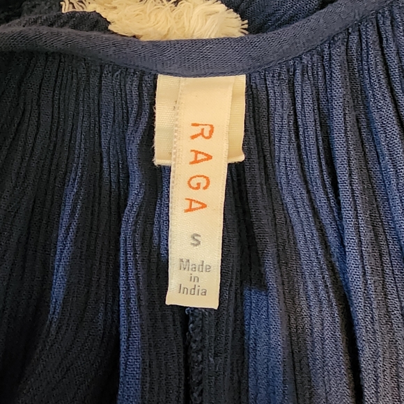 Raga Anthropologie Desert Sand Fringed & Tassled Boho Tunic Dress Navy Size S - Picture 6 of 11